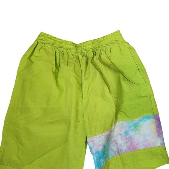 Vintage 80s Costa Picante Shorts Swim Trunks Mens S Lime Green Zip Pockets - Picture 2 of 7